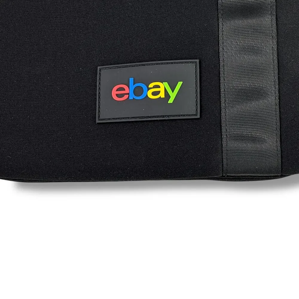 Official eBay Branded Neoprene Type Black Tote Bag Black Logo Striped Strap